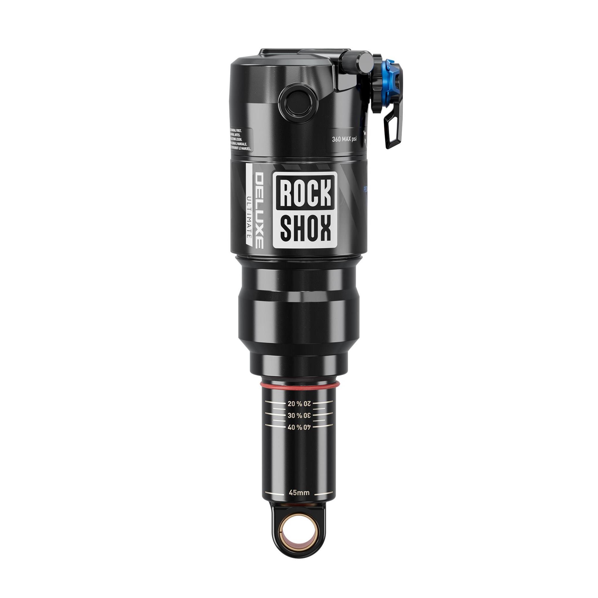 RockShox Rear Shock Deluxe Ultimate RCT - Trunnion Standard - C2: BLACK WITH SILVER DECALS BLACK WITH SILVER DE 165x45