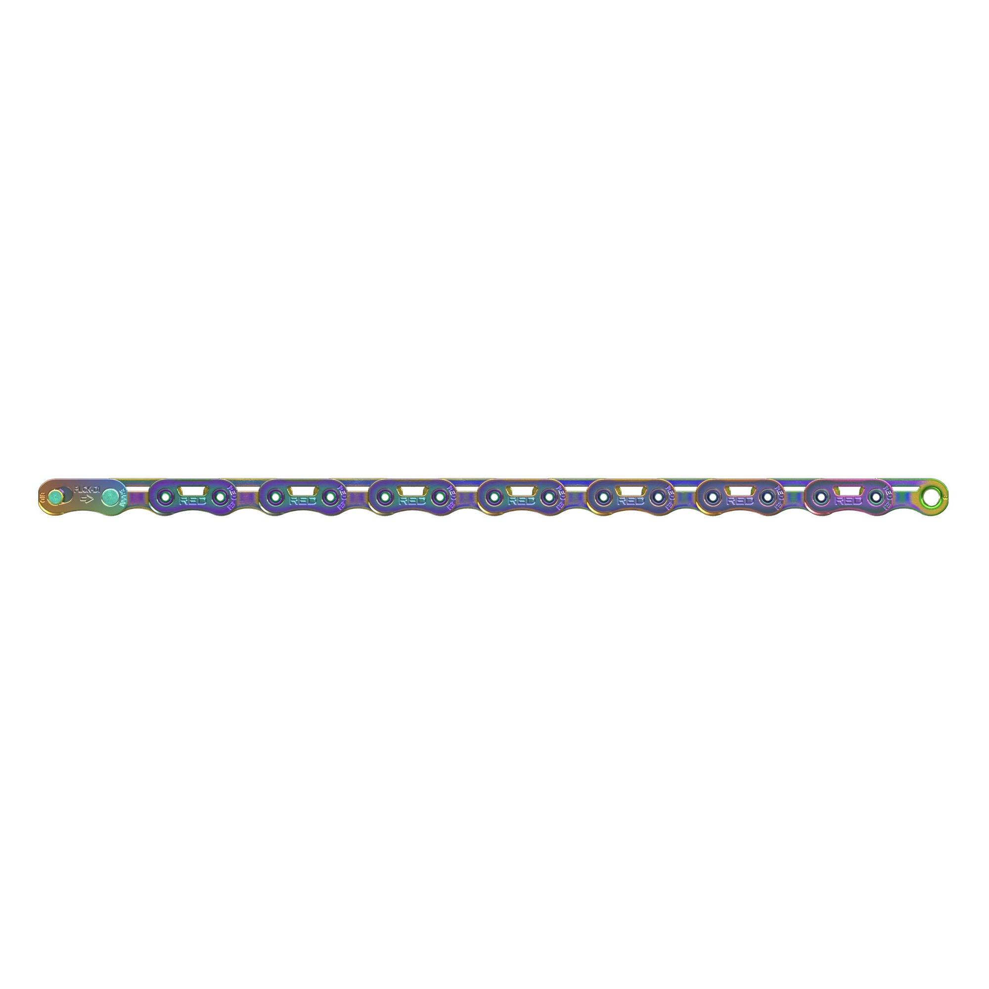 SRAM Chain Red E1 Flattop W/Powerlock 12 Speed: RAINBOW 114 LINKS