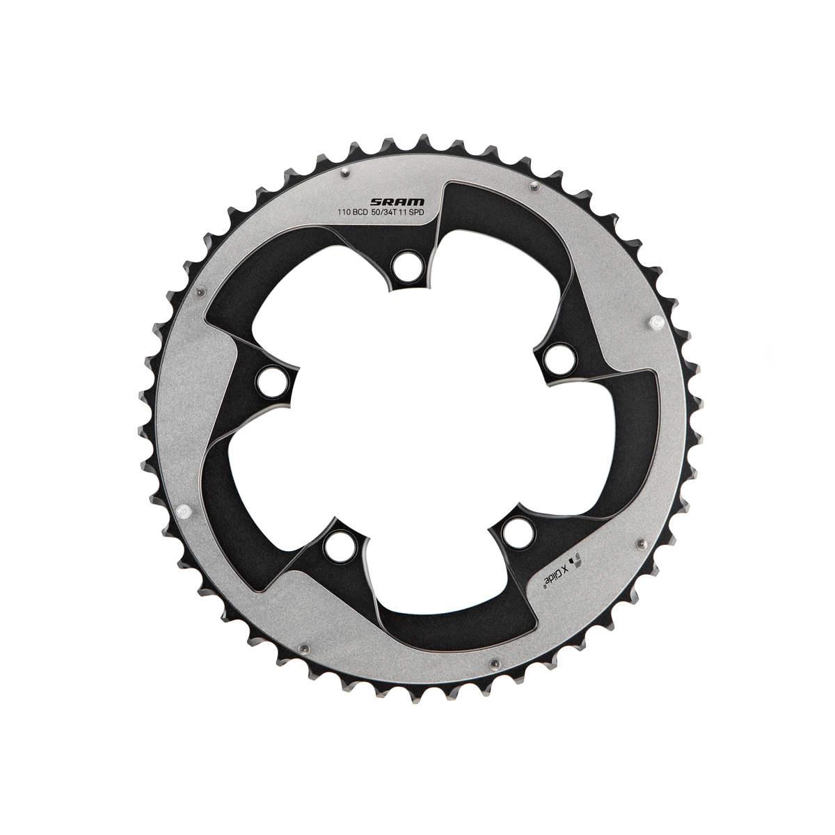 SRAM Chain Ring Road Rival22 X-Glide R 50T Yaw 11 Speed S3 HiddenBolt/Non-Hidden Bolt 110 Alum 5mm Silver BB30 or GXP (50-34): BLACK 11SPD 50T