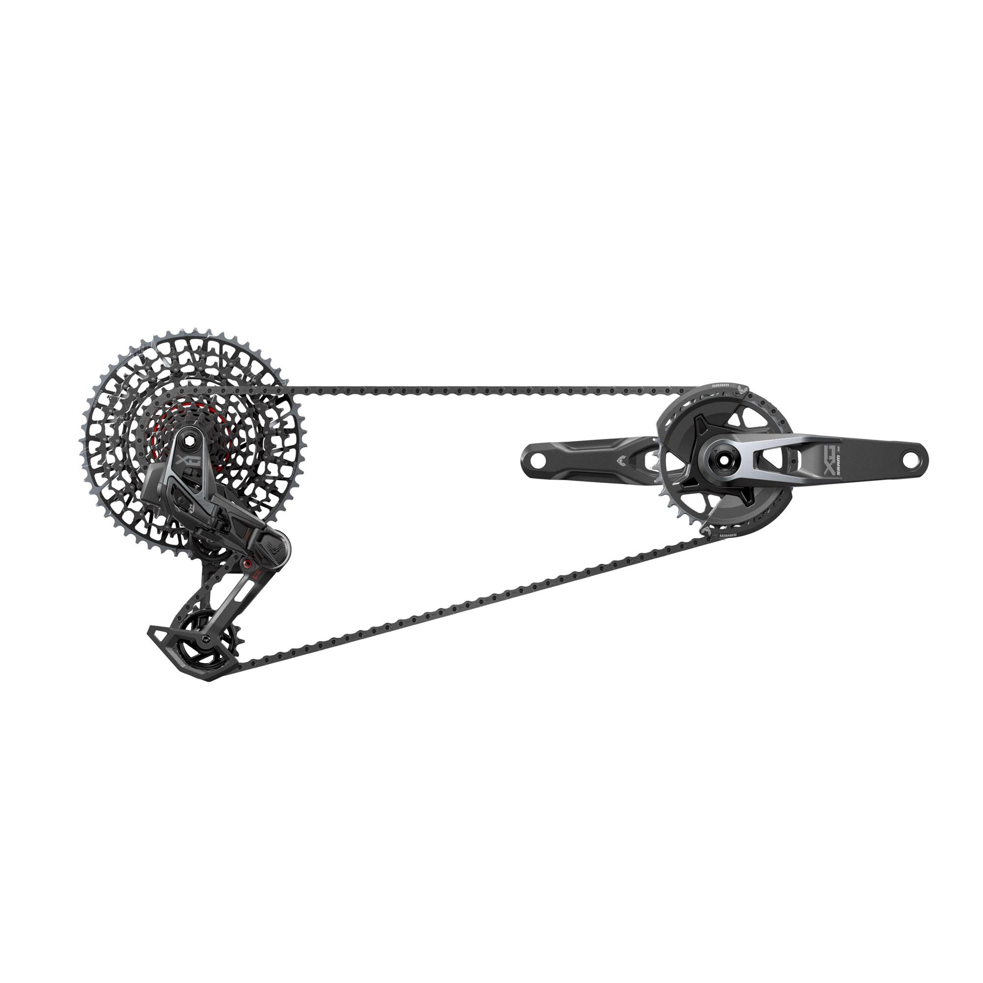 SRAM X0 T-Type Eagle Transmission AXS Groupset (Rd W/Battery/Charger/Cord, Ec Pod Ult, Fc X0 Q174 55mm Chainline DUB MTB Wide DM 32T CR W/2 Guards, Cn 126L, Cs Xs-1295 10-52T) V2: 165MM