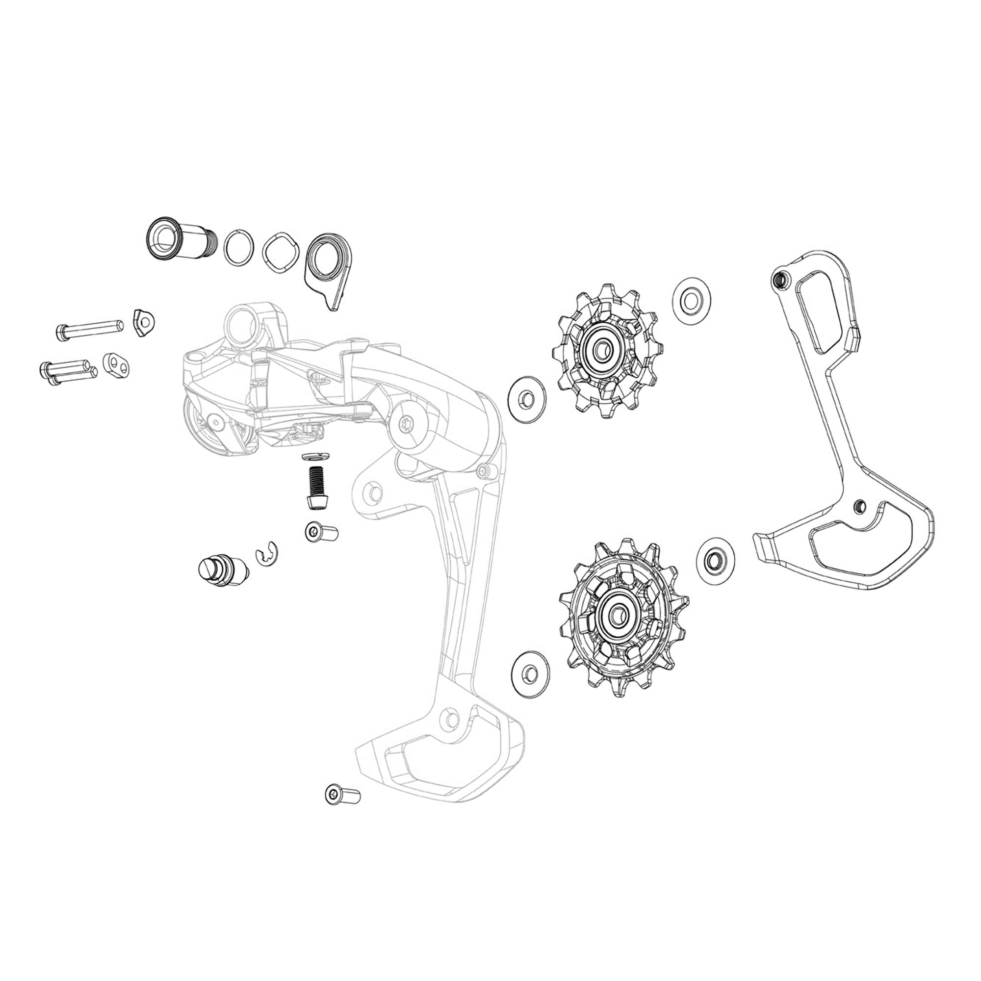 SRAM Rear Derailleur Pulley Kit Force Axs E1 Steel Bearing (Includes 12T Upper And 14T Lower Pulleys, 18.5 And 12.8Mm Steel Pulley Screws):