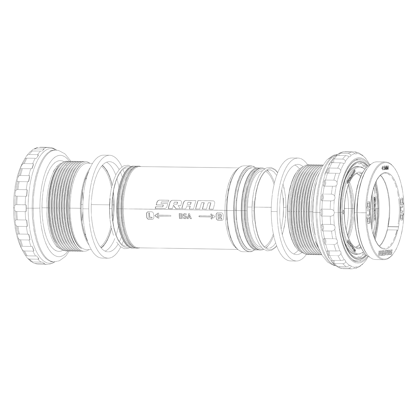 SRAM Spare - Bottom Bracket DUB Spacer Kit MTB/Road V3 (Including 2.0 4.5 5 6.0 6.5 7.5 8.5 9.0 10.5 & 2 Pieces Of 2.5 3.0 5.5mm) & 2 Standard BSA 68 Al Spacers: size
