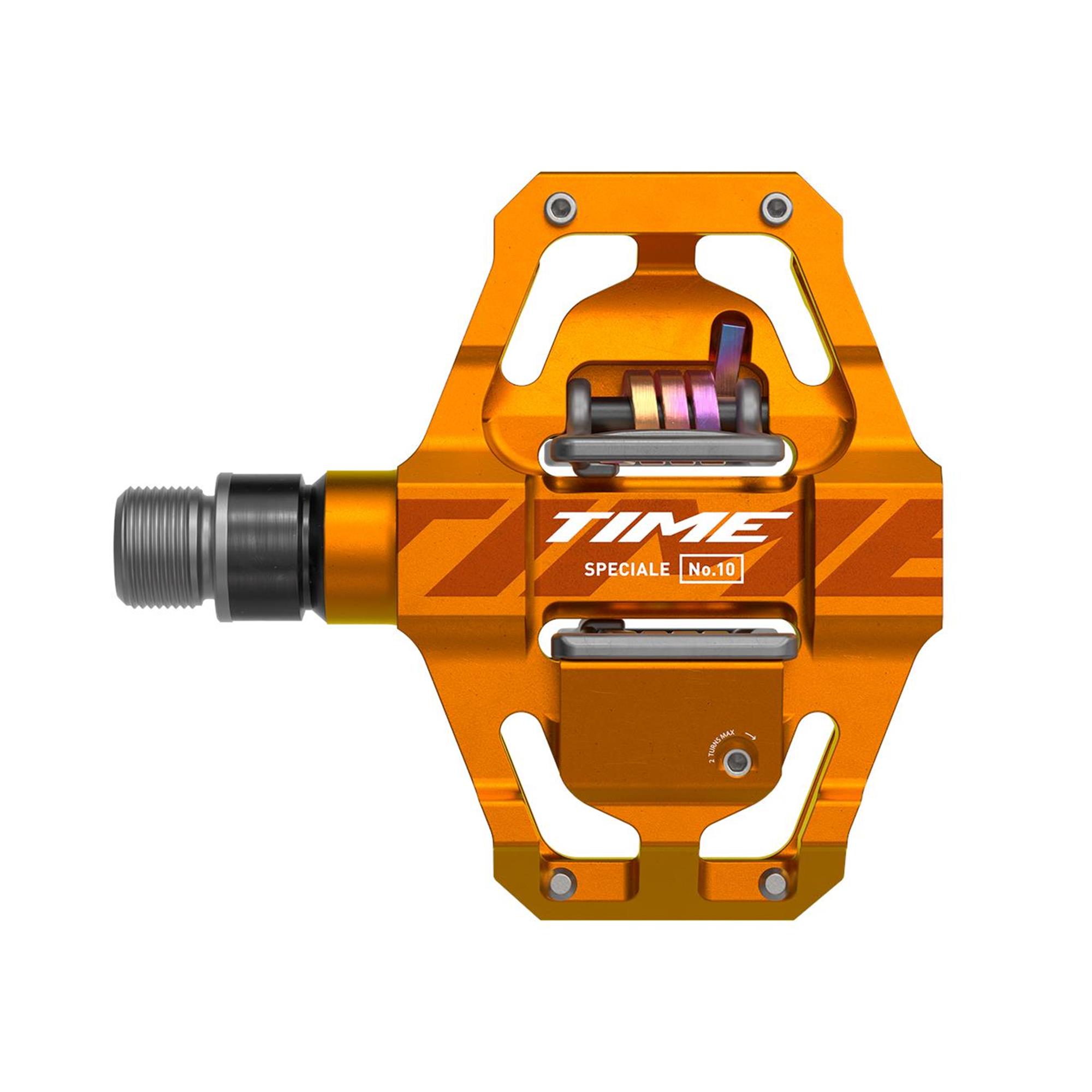 Time Pedal - Speciale 10 Small MTB Pedals, Including Atac Standard Cleats: TANGERINE ALUMINUM
