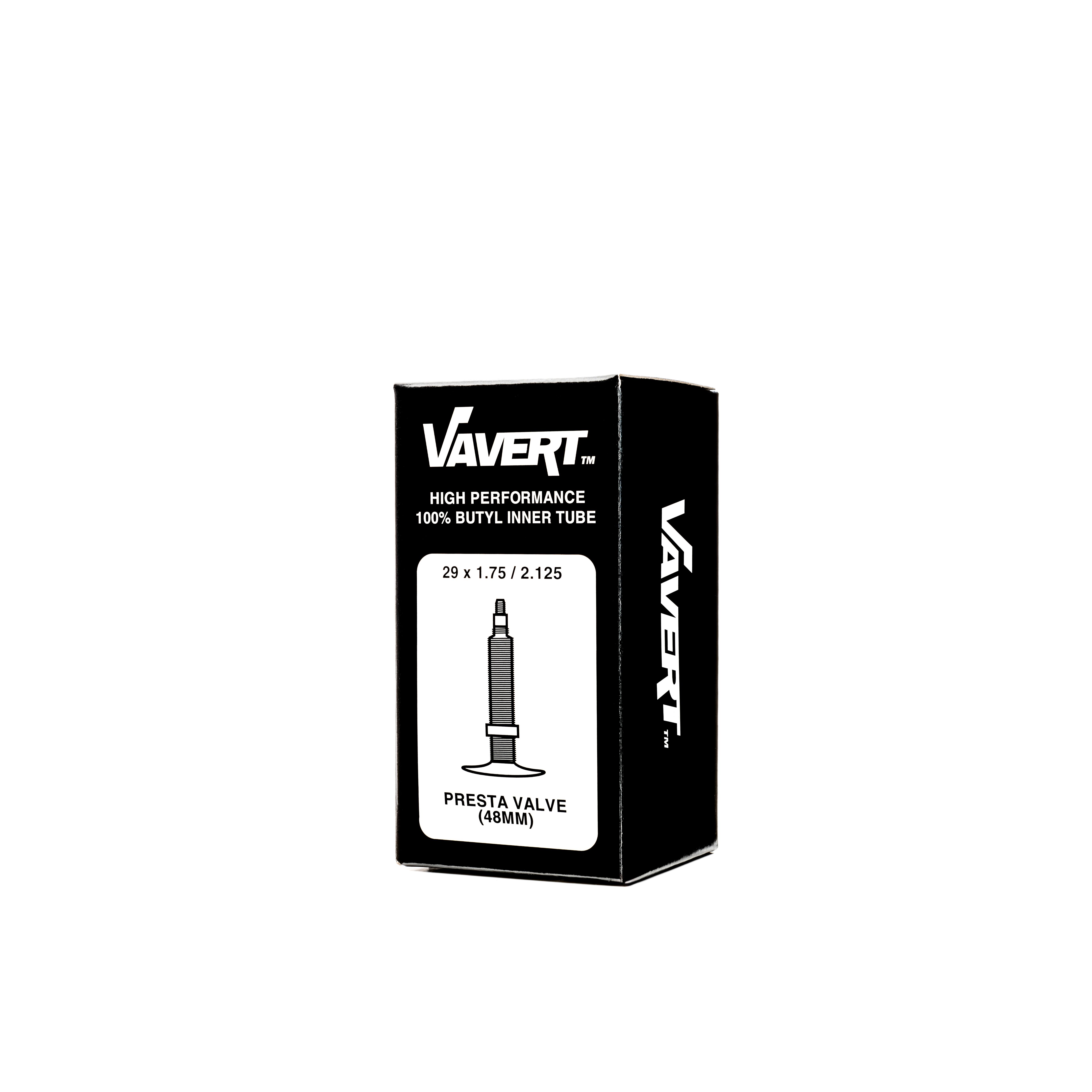 VAVERT Inner Tube 29x1.75/2.125 Presta Valve (48mm): 29X1.75/2. 125 BLACK 29x1.75/2.125